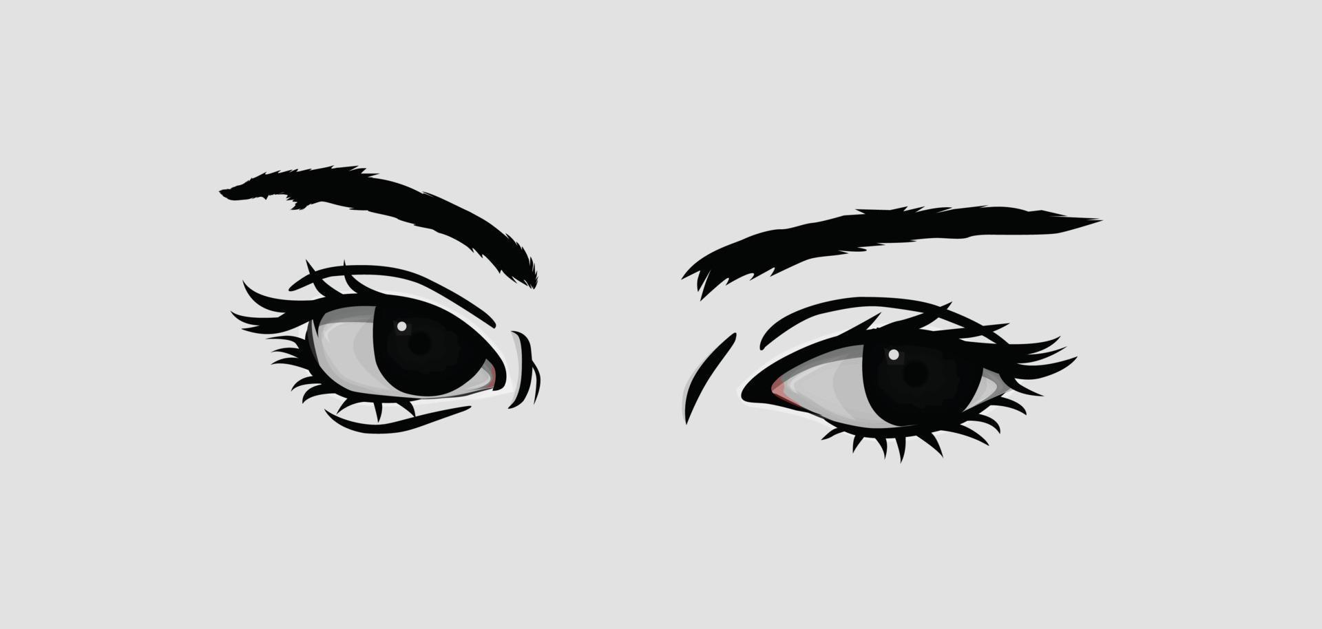 Illustration of a pair of female eyes. Eye vectors