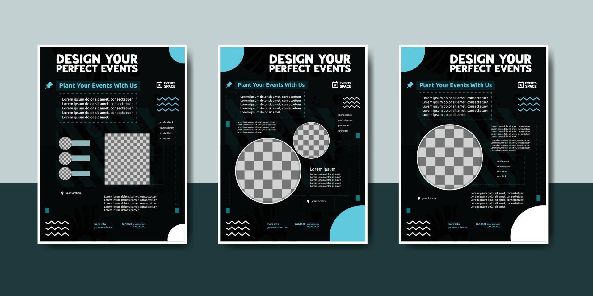 A poster for a design your perfect events vector