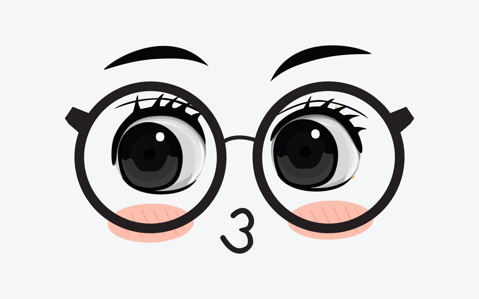 Vector of cute facial expressions by using glasses