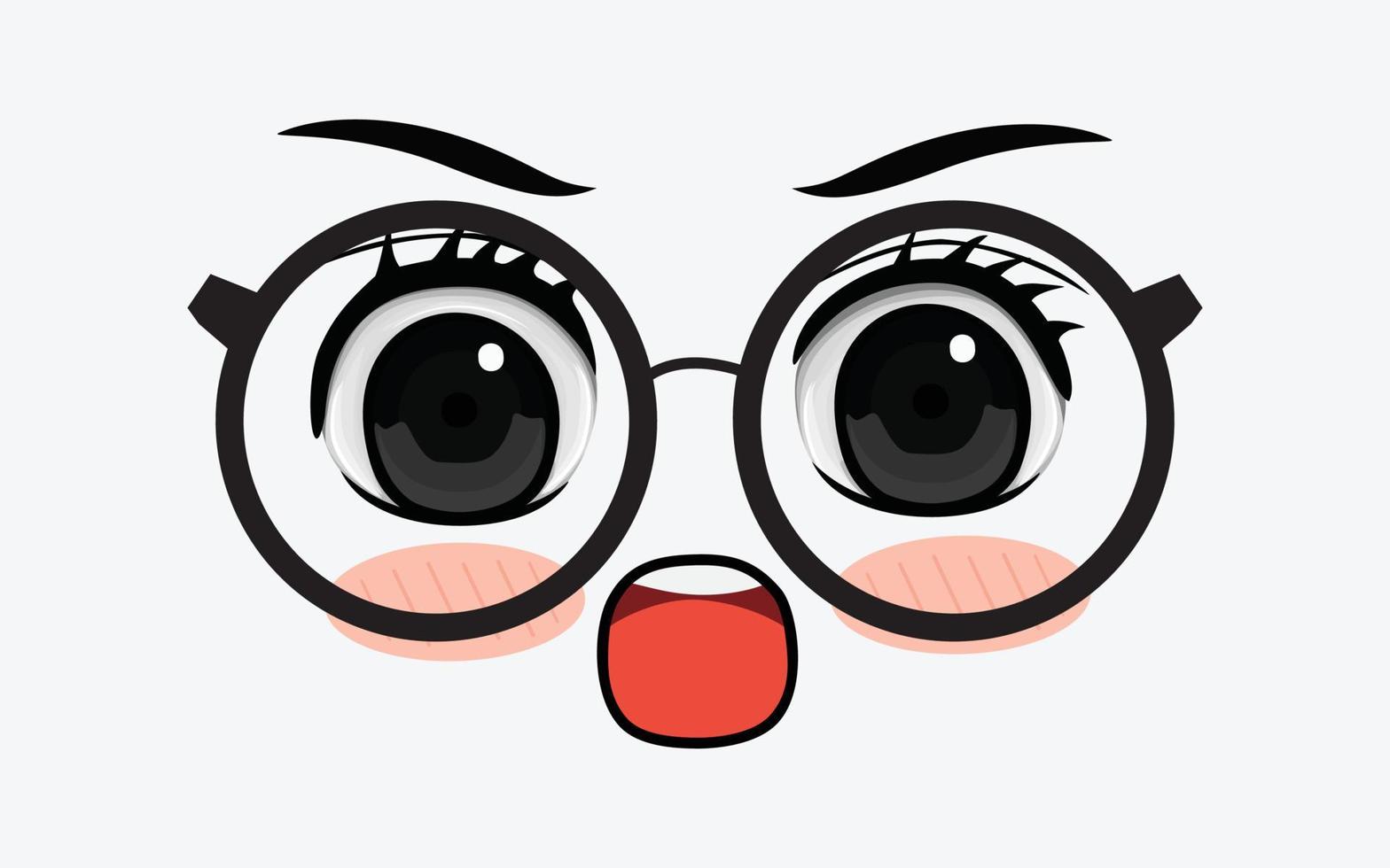 Vector of cute facial expressions by using glasses