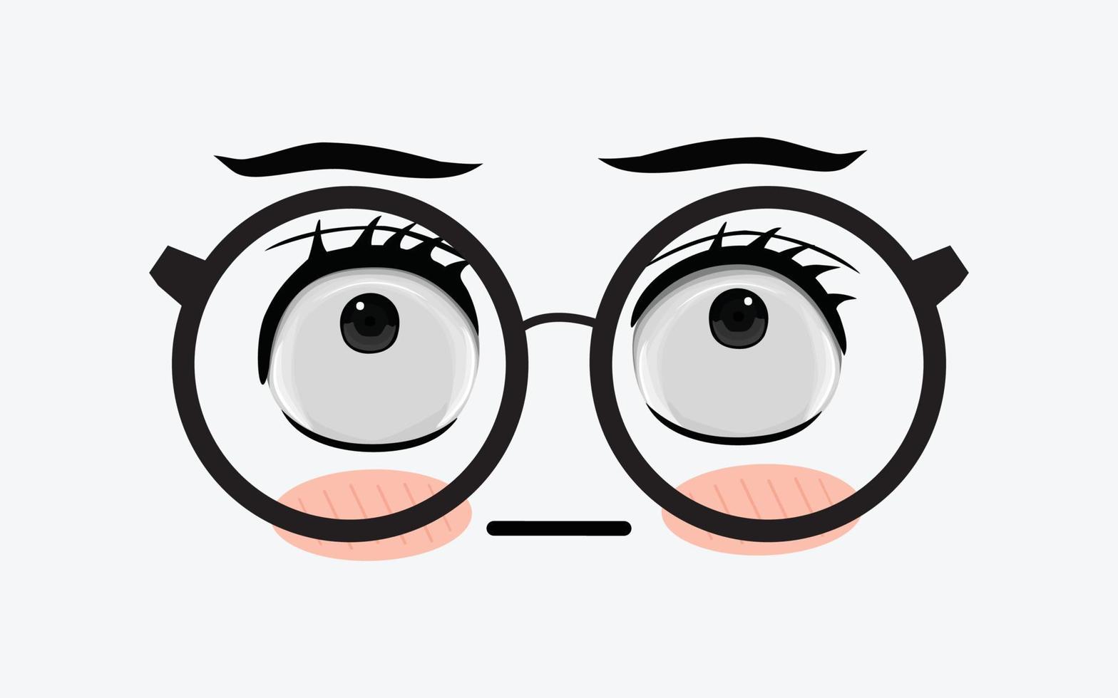 Vector of cute facial expressions by using glasses