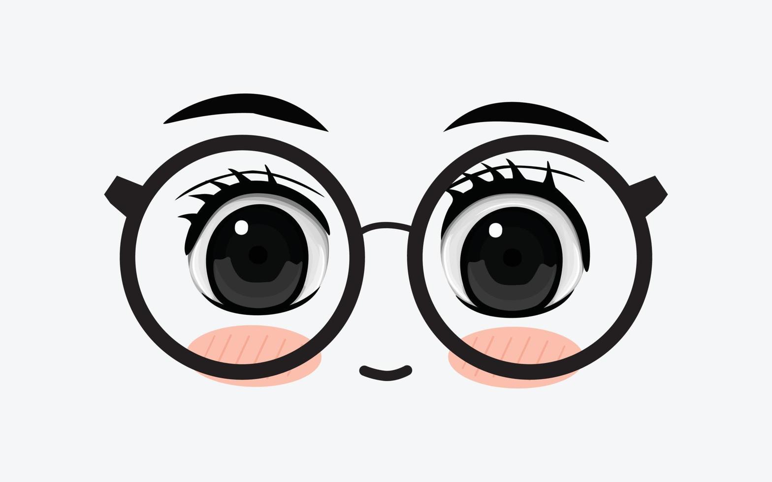 Vector of cute facial expressions by using glasses