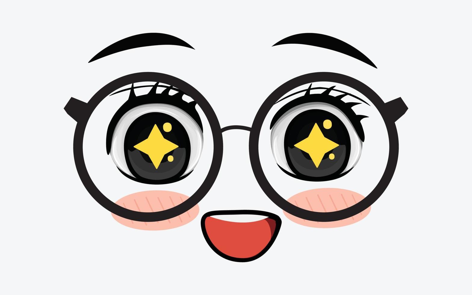 Vector of cute facial expressions by using glasses