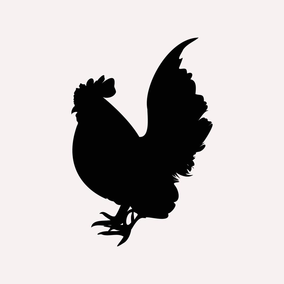 rvector illustration of isolated rooster silhouette black color on white background vector