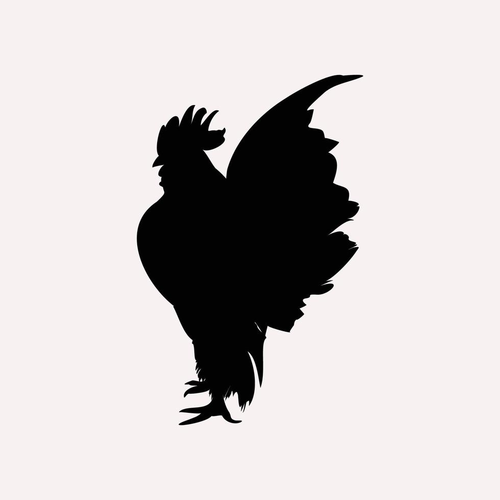rvector illustration of isolated rooster silhouette black color on white background vector