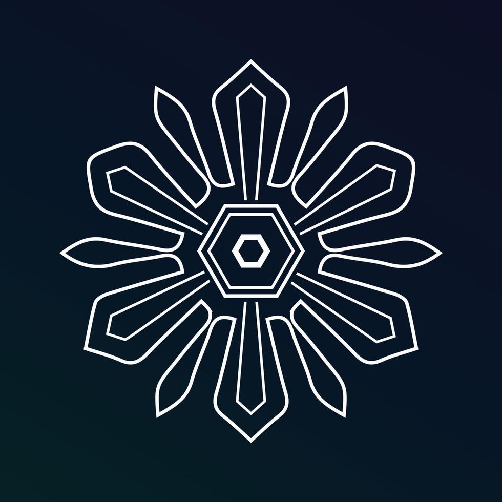 a line of white ice crystal snowflakes on a dark blue background. Symbol of winter vector