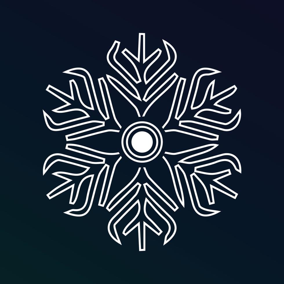 a line of white ice crystal snowflakes on a dark blue background. Symbol of winter vector