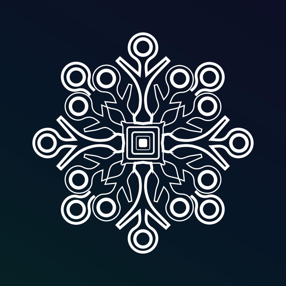 a line of white ice crystal snowflakes on a dark blue background. Symbol of winter vector