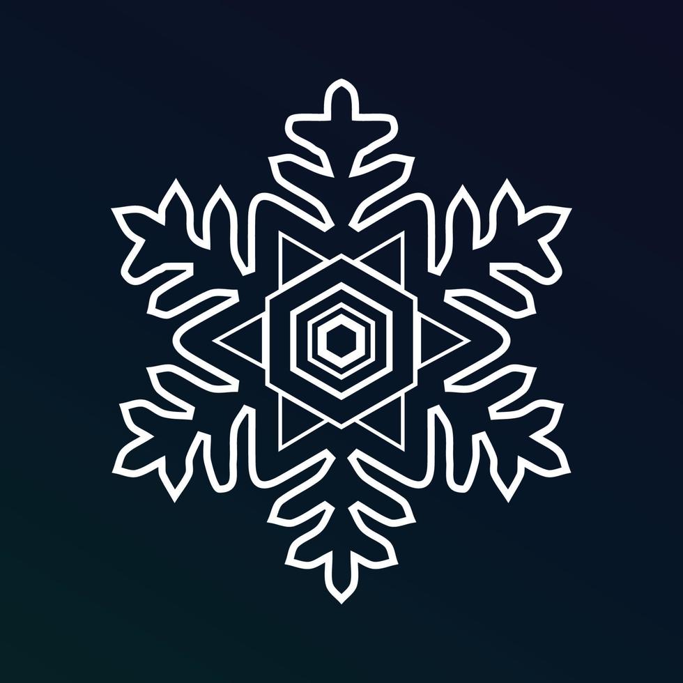 a line of white ice crystal snowflakes on a dark blue background. Symbol of winter vector