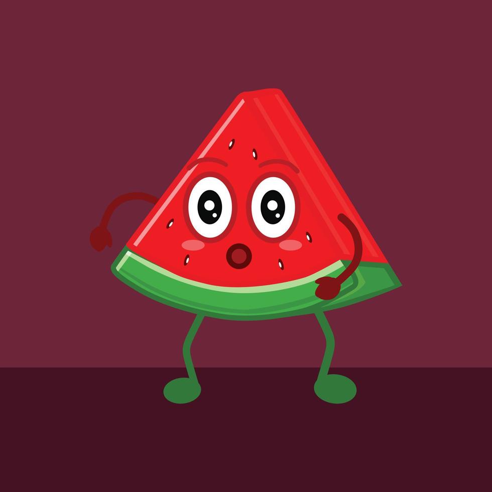 A cute watermelon character with a variety of expressions. Summer fruit. Watermelon character illustration vector