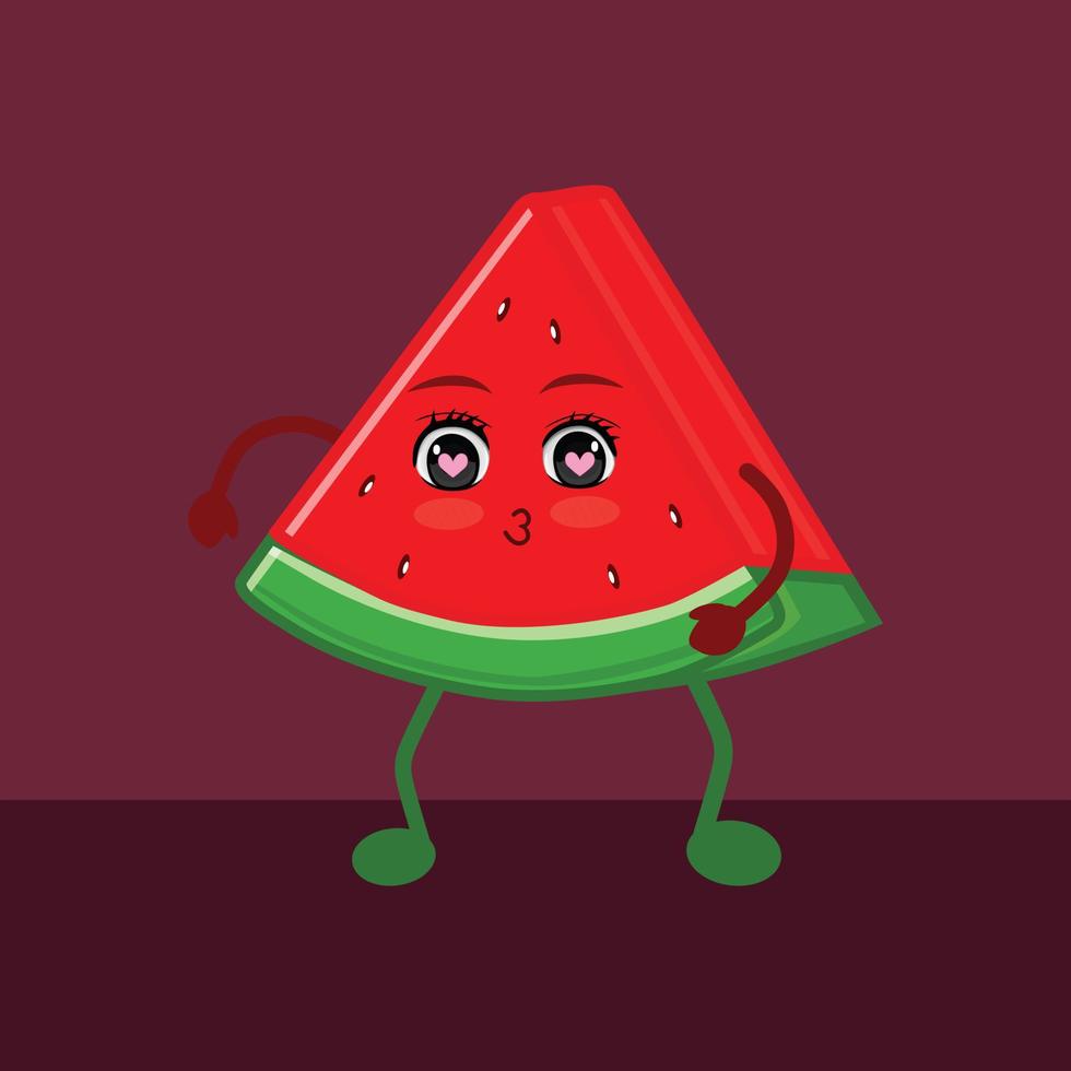 A cute watermelon character with a variety of expressions. Summer fruit. Watermelon character illustration vector