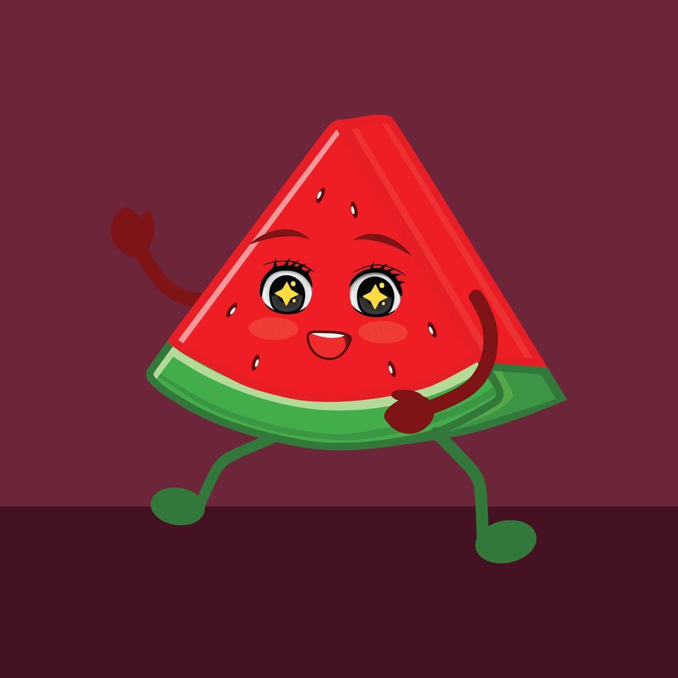 A cute watermelon character with a variety of expressions. Summer fruit. Watermelon character illustration vector