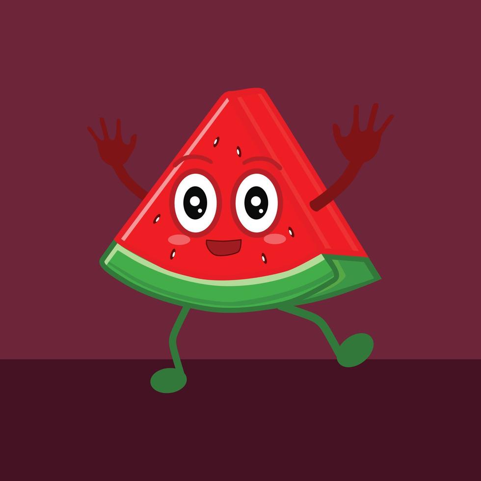 A cute watermelon character with a variety of expressions. Summer fruit. Watermelon character illustration vector