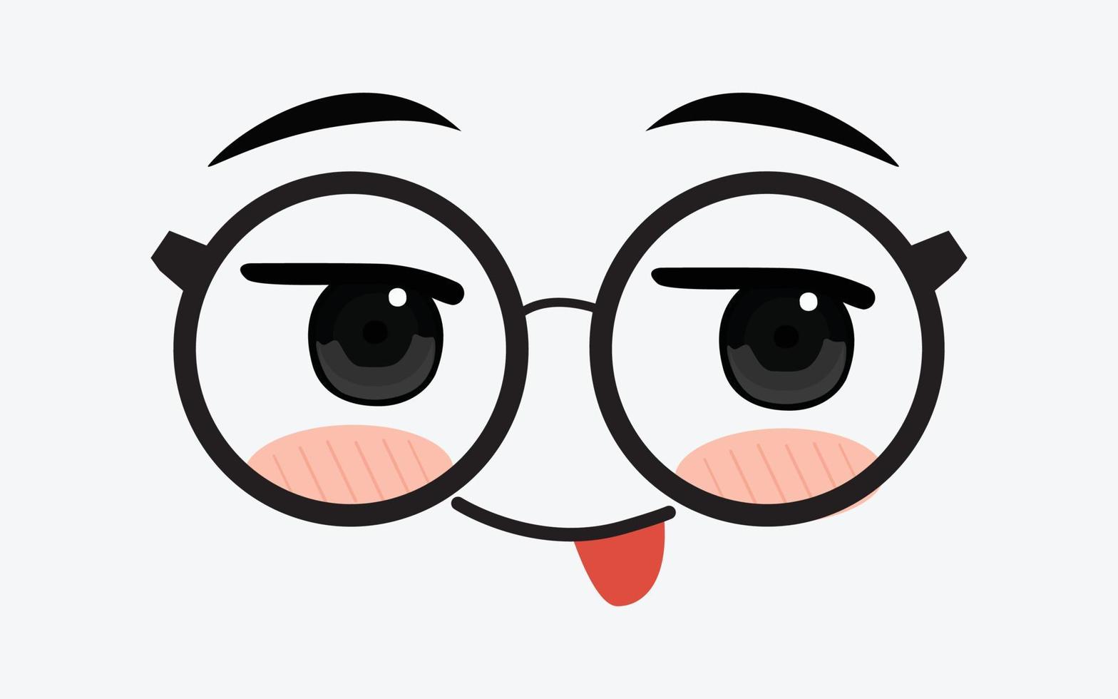 Vector of cute facial expressions by using glasses