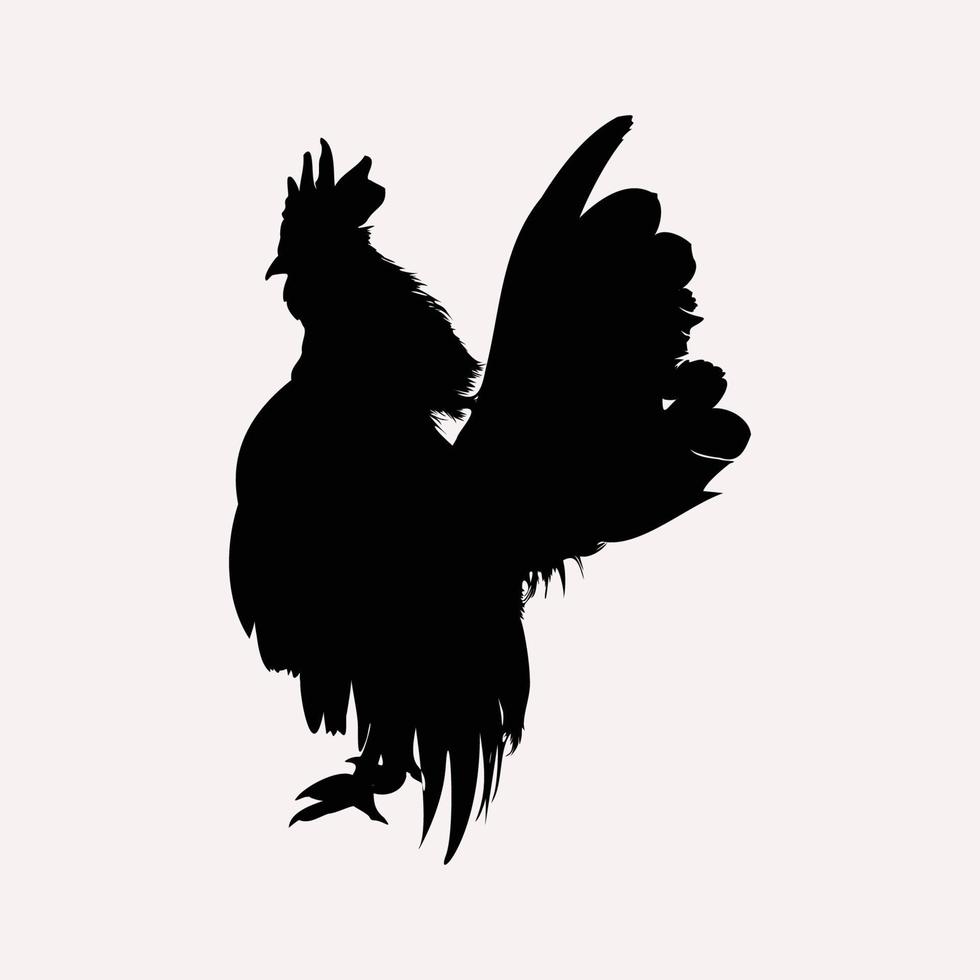 rvector illustration of isolated rooster silhouette black color on white background vector