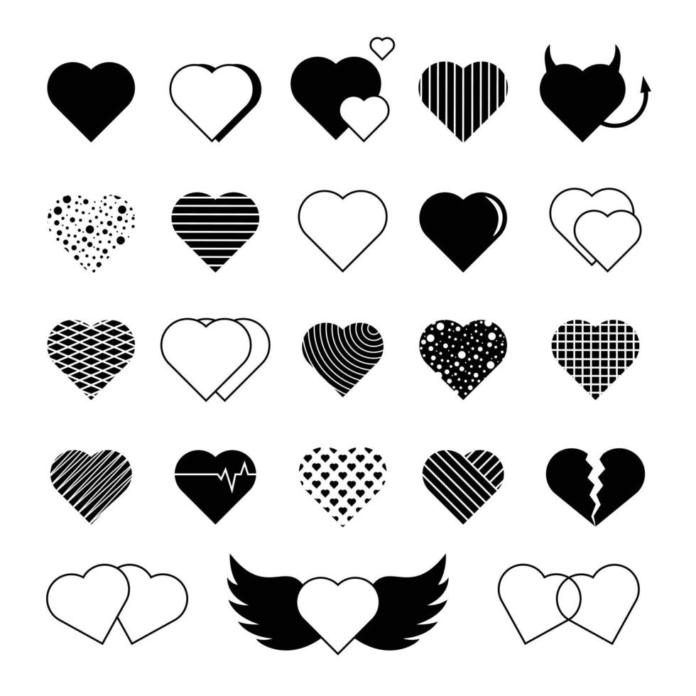 Set of love symbol in various style vector