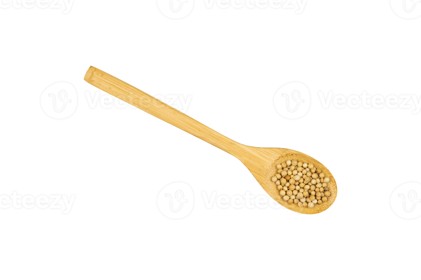 Coriander seeds in a wooden spoon isolated png