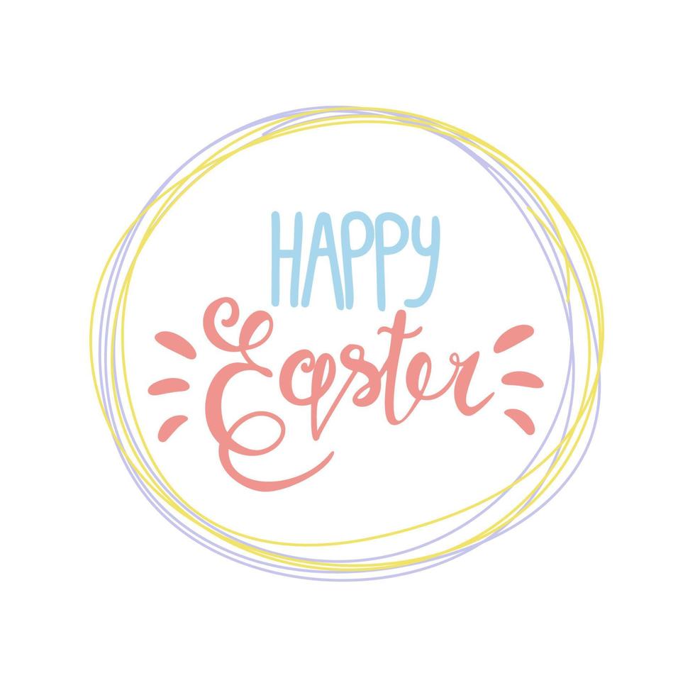 Banner Happy Easter. Modern vector holiday design with typography. Easter Bunny. Painted eggs. Modern minimalist style.