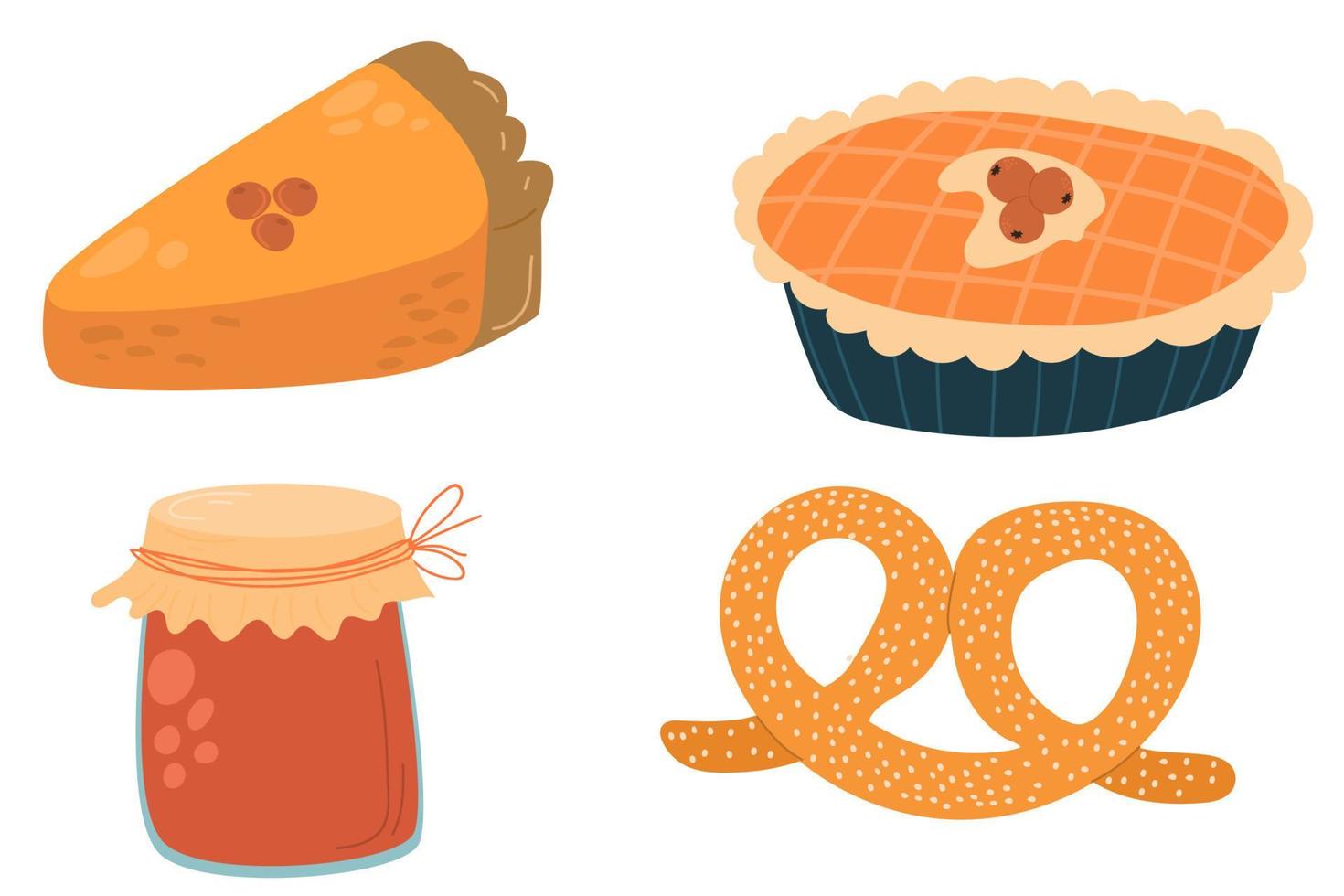 calabaza tarta. otoño alimento. caliente horneando. linda vector ilustración. el objeto es aislado en un blanco antecedentes.