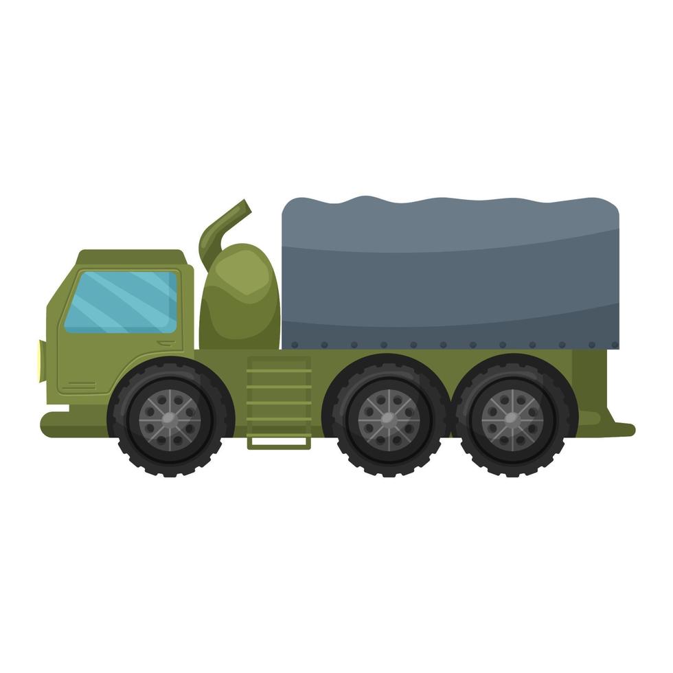 Truck military vehicle. Vector illustration with military equipment. The object is isolated on a white background. War. Army. For your design.