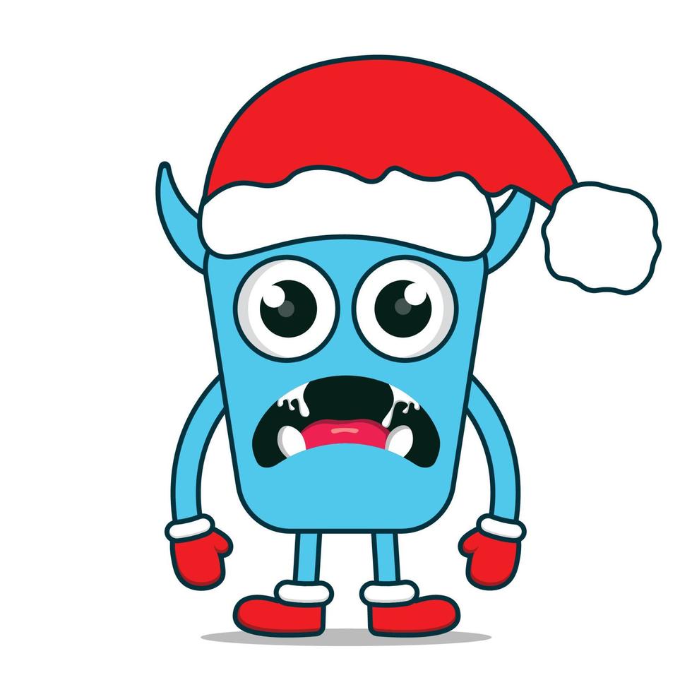 linda vector dibujos animados monstruos Navidad. diseño para imprimir, decoración, camiseta, ilustración, o pegatina mascota kawaii