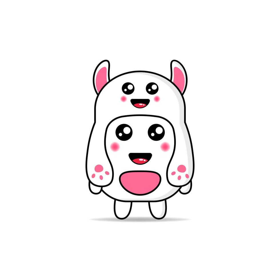 cute mascot design wearing rabbit hat kawaii vector
