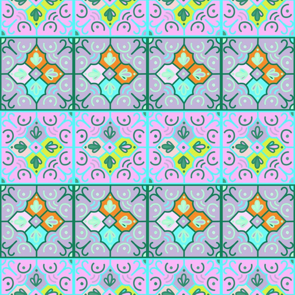 Seamless pattern with decorative mosaic elements. Vintage tile. Abstract geometric ornamental wallpaper. vector