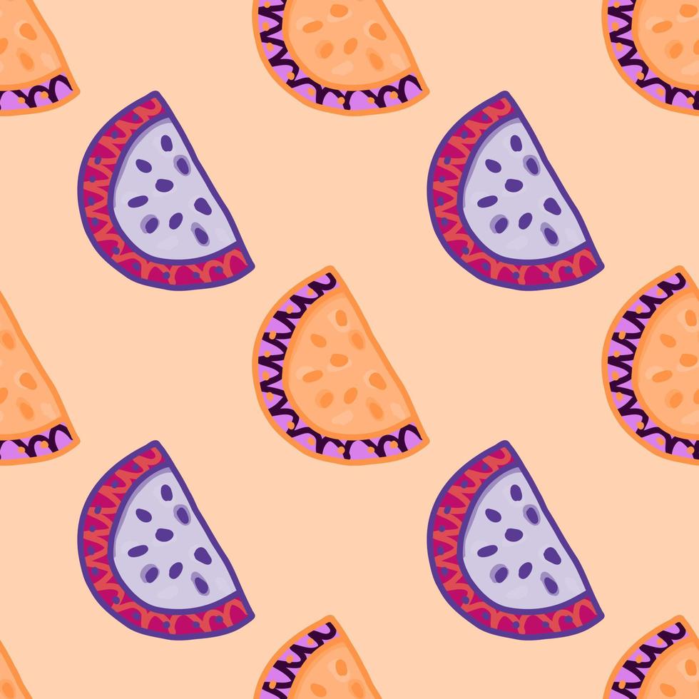 Seamless pattern with watermelon slices. Cute fruit backdrop vector