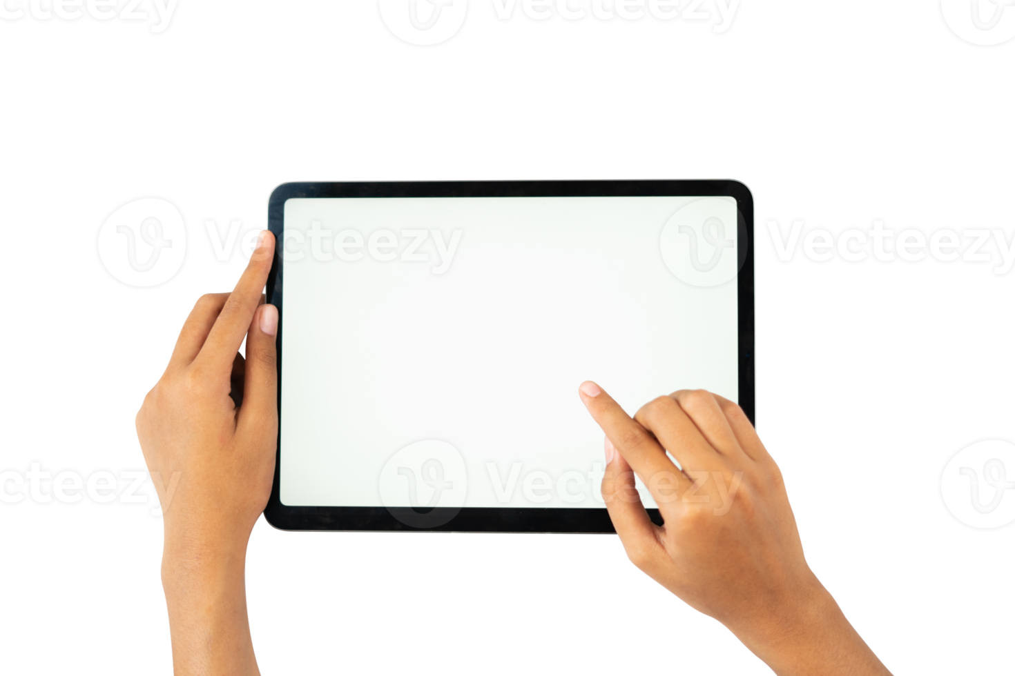 twee hand- Holding tablet horizontaal voor mockups png