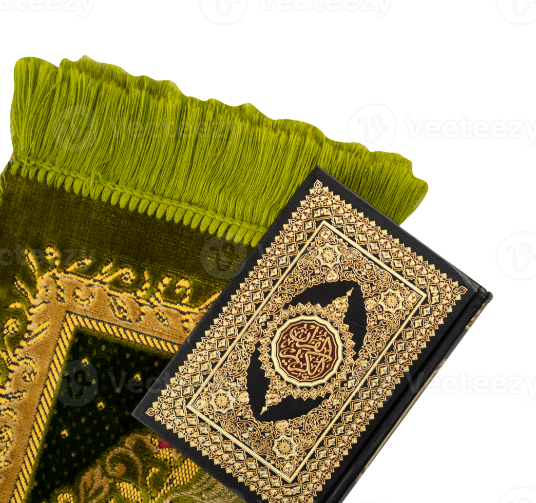 Holy Quran and prayer mat isolated png