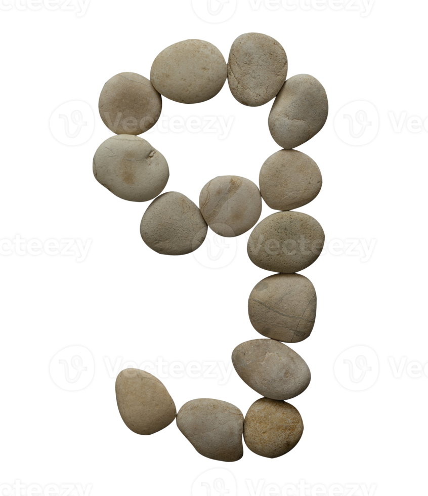 Number 9 in stone isolated png