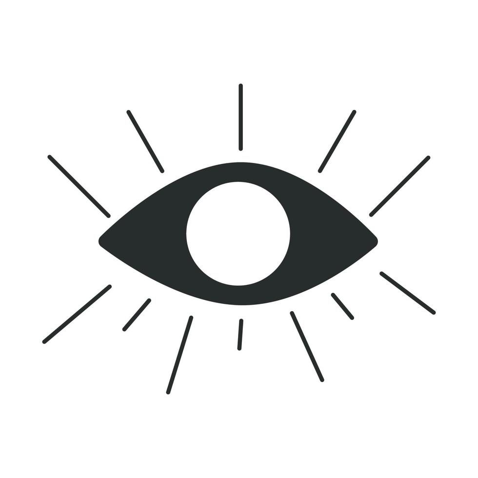 Flat vector hippy boho illustration. Hand drawn retro groovy all seeing eye