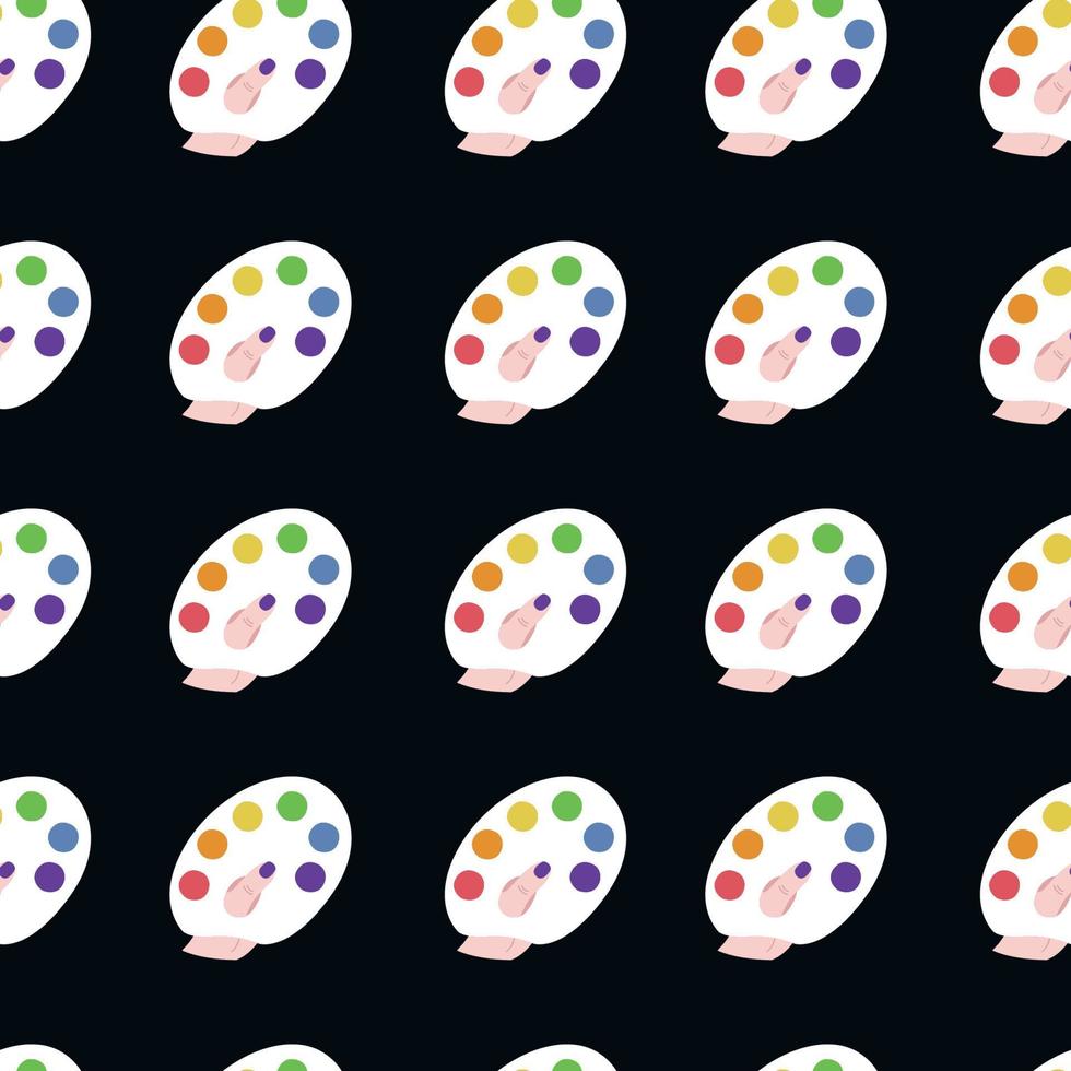 Vector flat hand drawn seamless pattern with rainbow palette with paint
