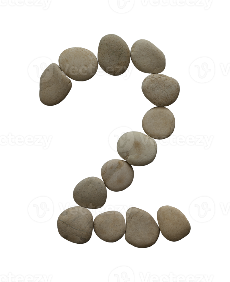 Number 2 in stone isolated png