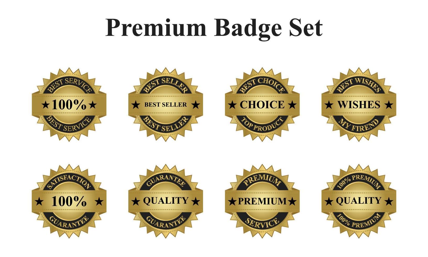 A Set Of Best Seller Badge, Best Wishes Badge, 100 Percent Gaurantee, Quality Guarantee Seal, Best Choice Label, Premium Vector Illustration