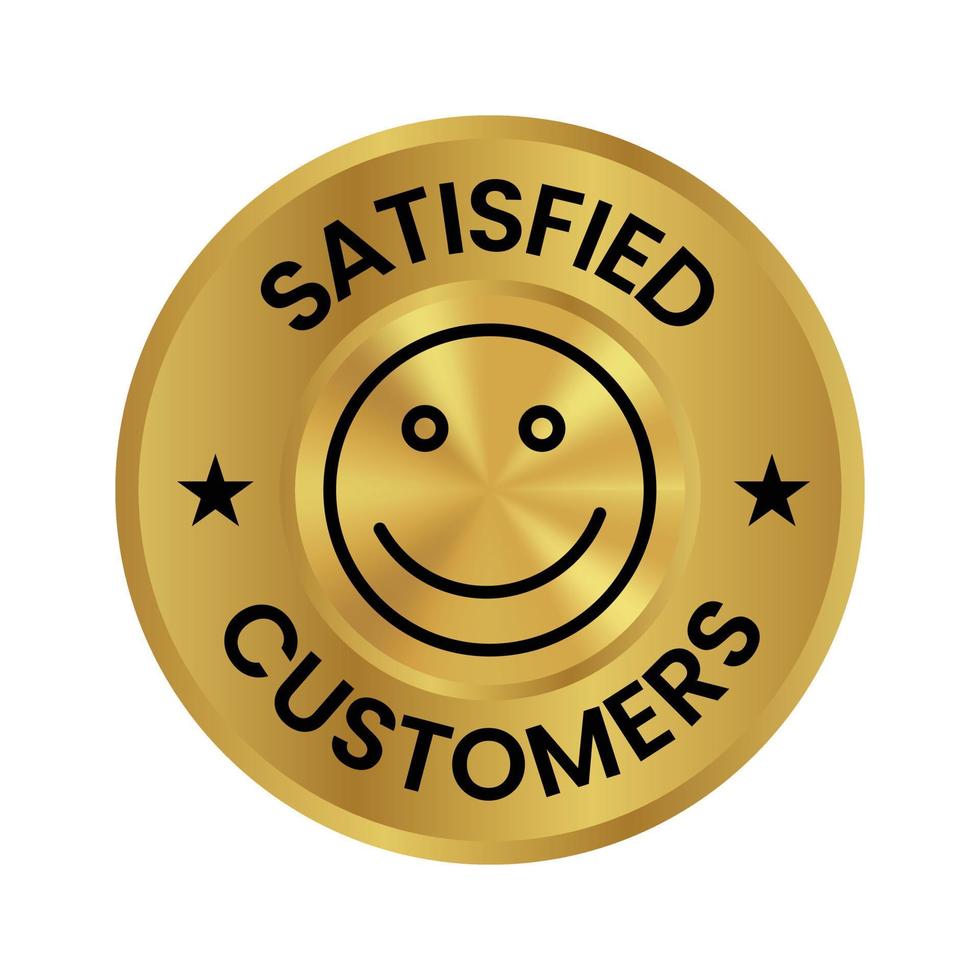 satisfied customers badge, seal, sticker, stamp, tag vector icon for shopping discount promotion