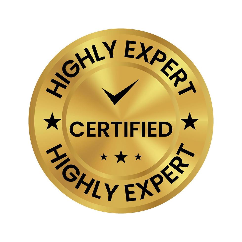 highly expert certified badge, seal, sticker, stamp, tag vector icon for shopping discount promotion