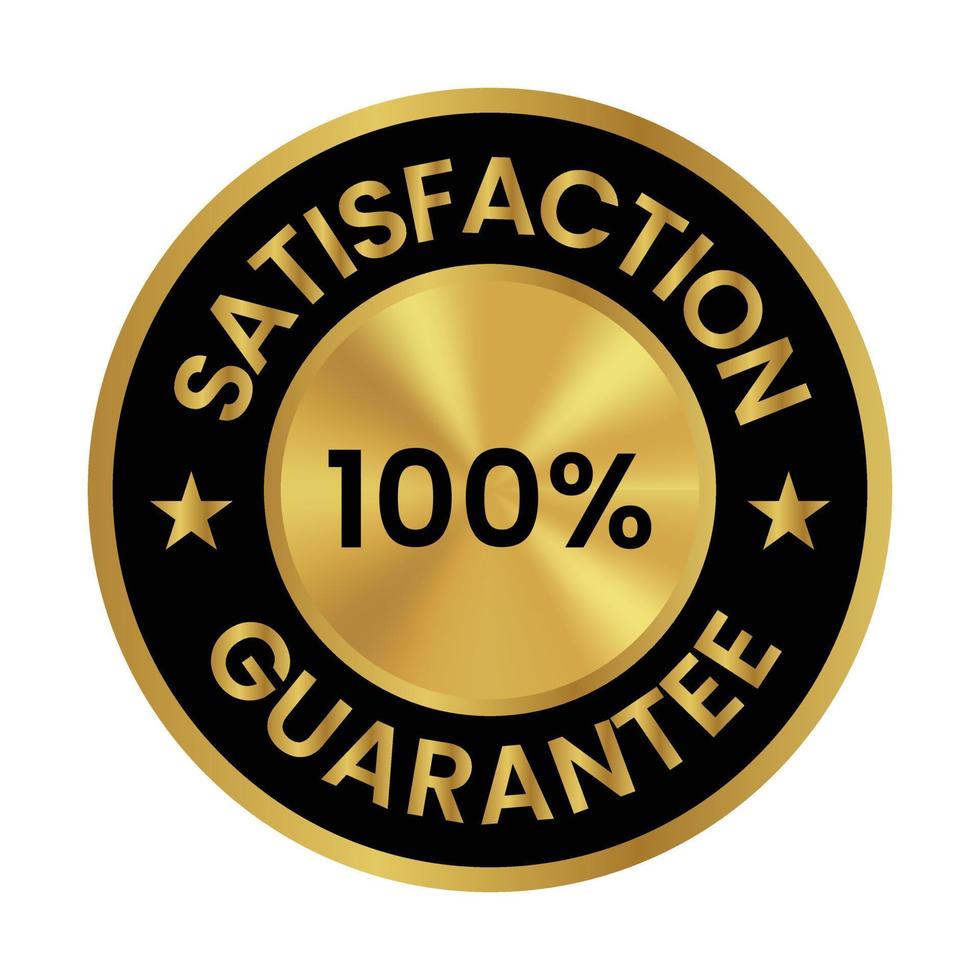100 percent satisfaction guaranteed badge, seal, sticker, stamp, tag vector icon for shopping discount promotion