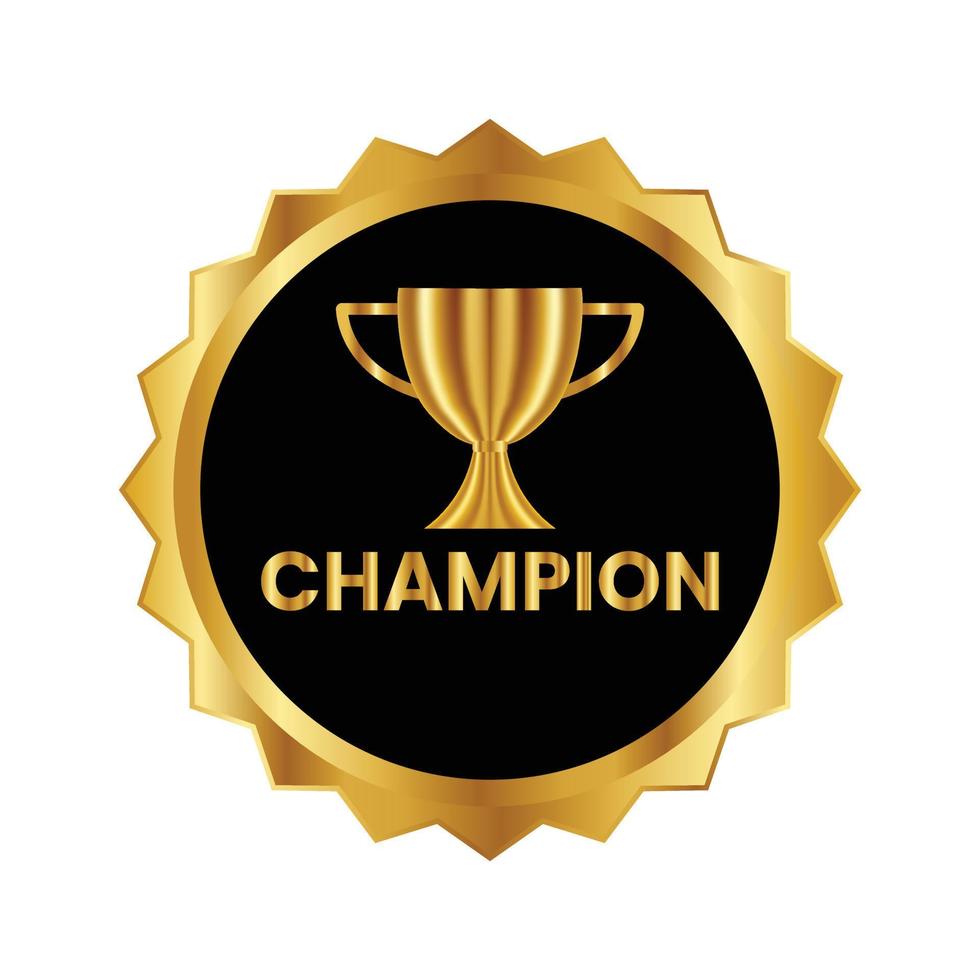 campeón oro trofeo vector insignia, sello, etiqueta, estampilla, símbolo de victoria, éxito, campeonato, ganador trofeo