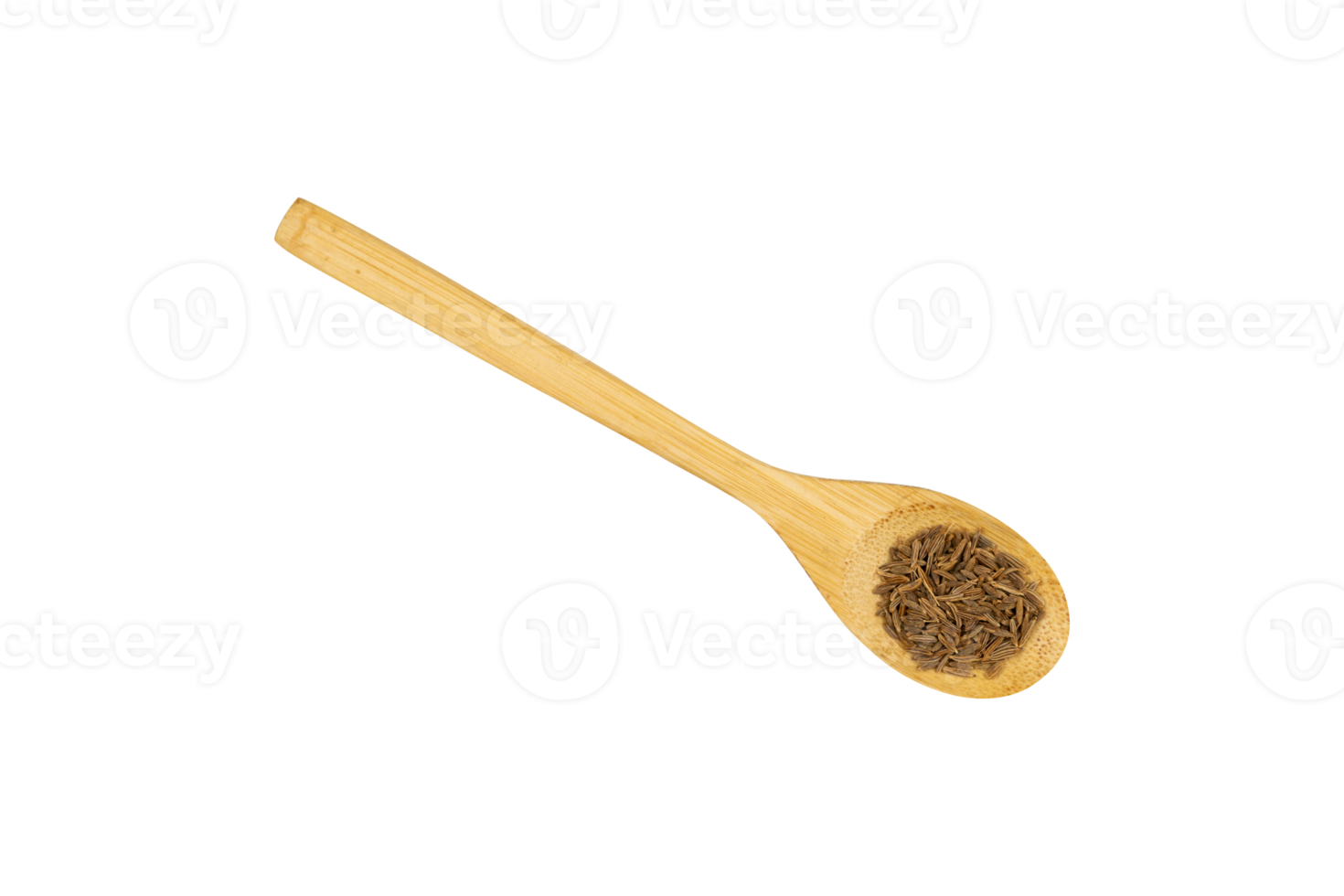 Cumin seeds in a wooden spoon isolated png