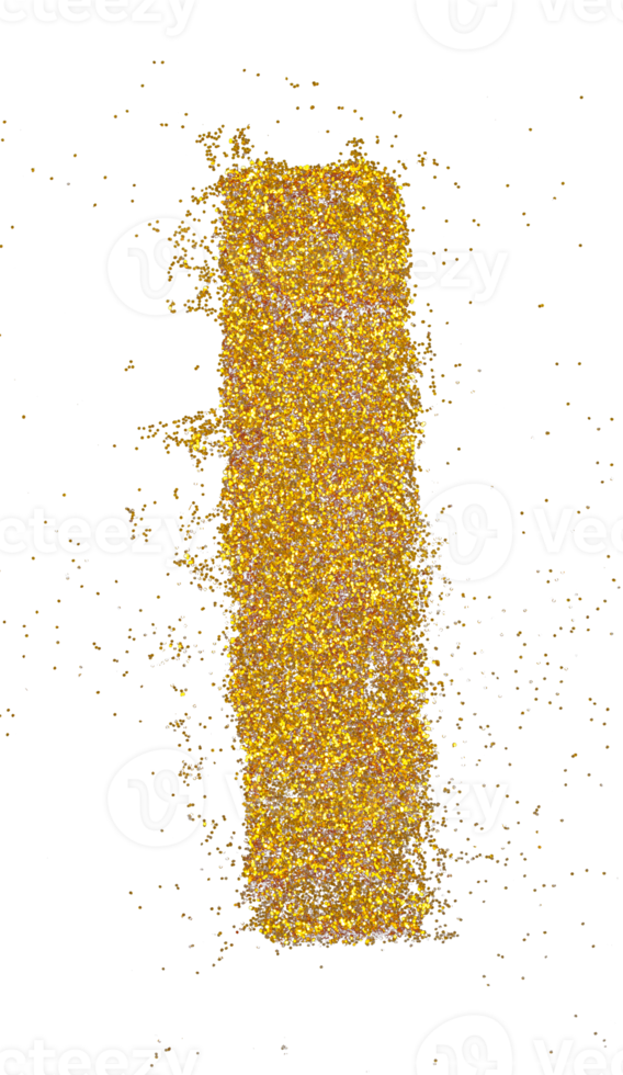 letter I in glitter of gold particle isolated png