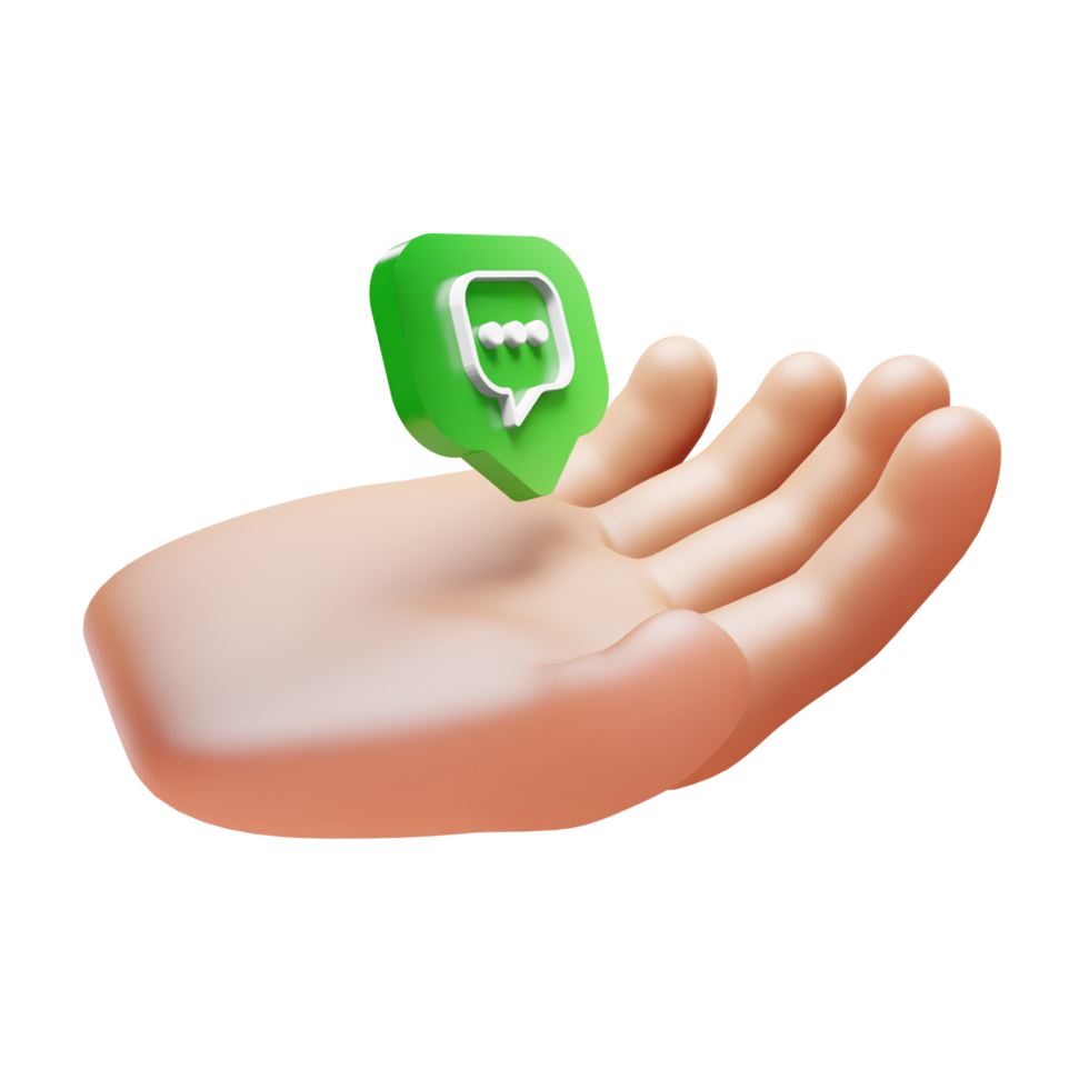 Hand With Bubble Chat 3D Icon png