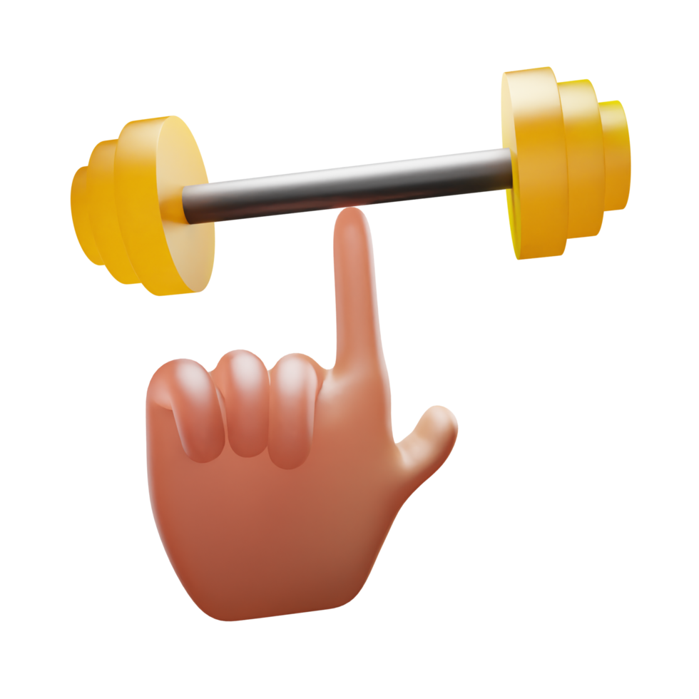 Hand with Barbell 3D Icon png