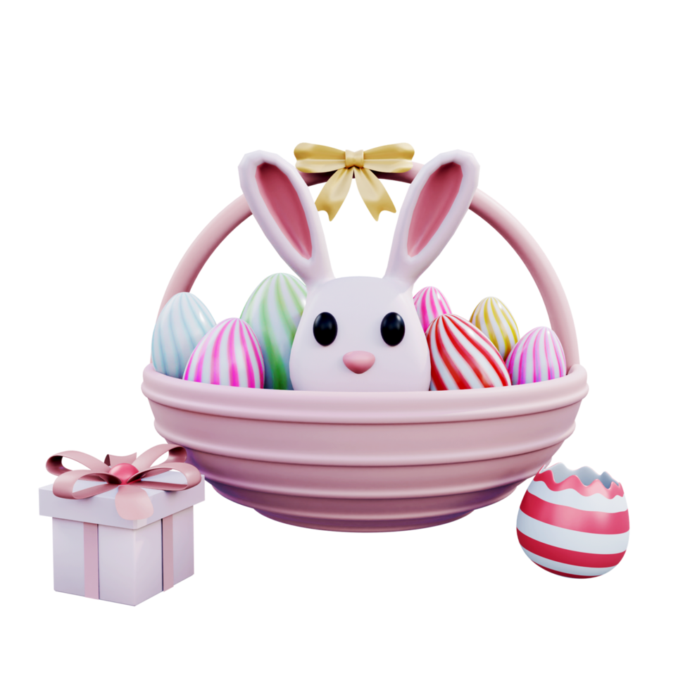 Easter egg basket with bunny png