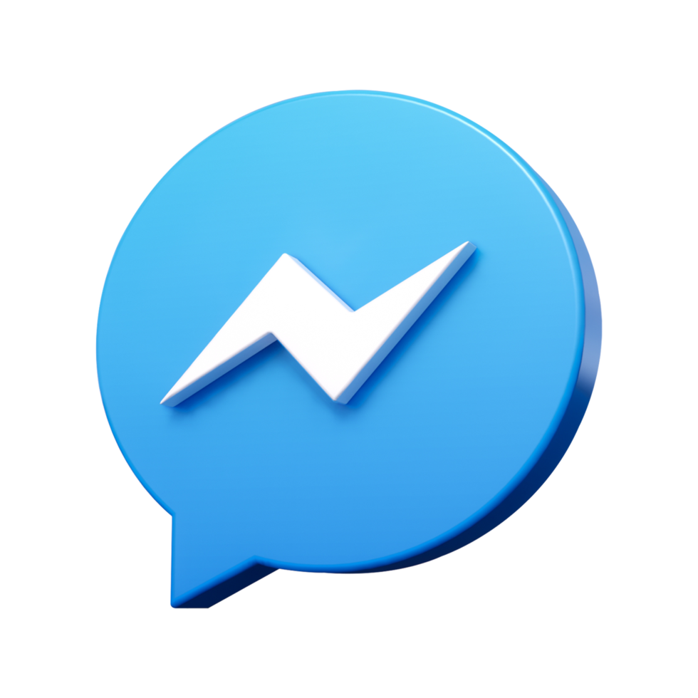Messenger logo isolated with transparent background, cut out icon floating in 3D rendering. Messenger is a popular social networking web and app service png