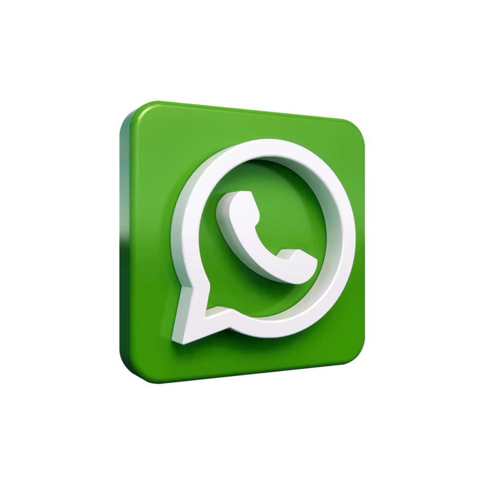 WhatsApp logo isolated with transparent background, cut out icon floating in 3D rendering. WhatsApp is an online social media network. Social media messaging app png