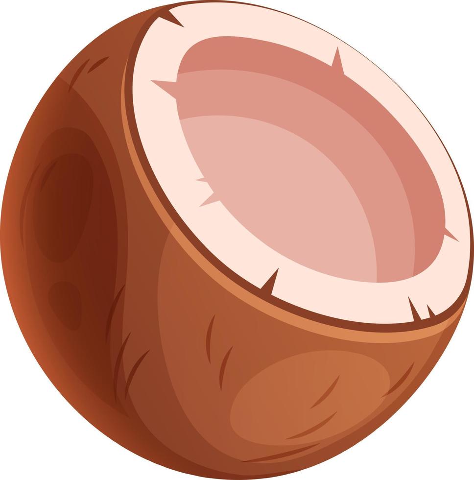 Cartoon juicy coconut on transparent background vector