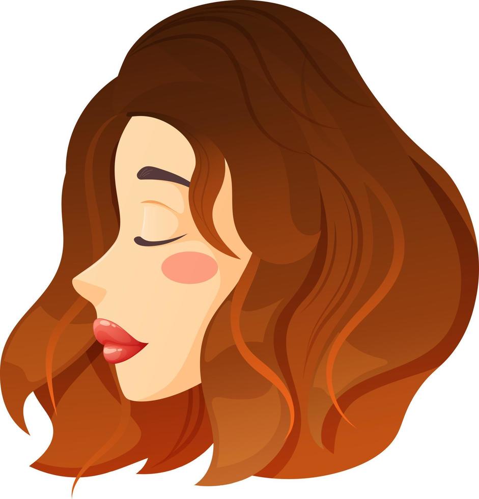 bonito mujer, morena con marrón pelo cortar, niña con corto Corte de pelo en dibujos animados estilo vector