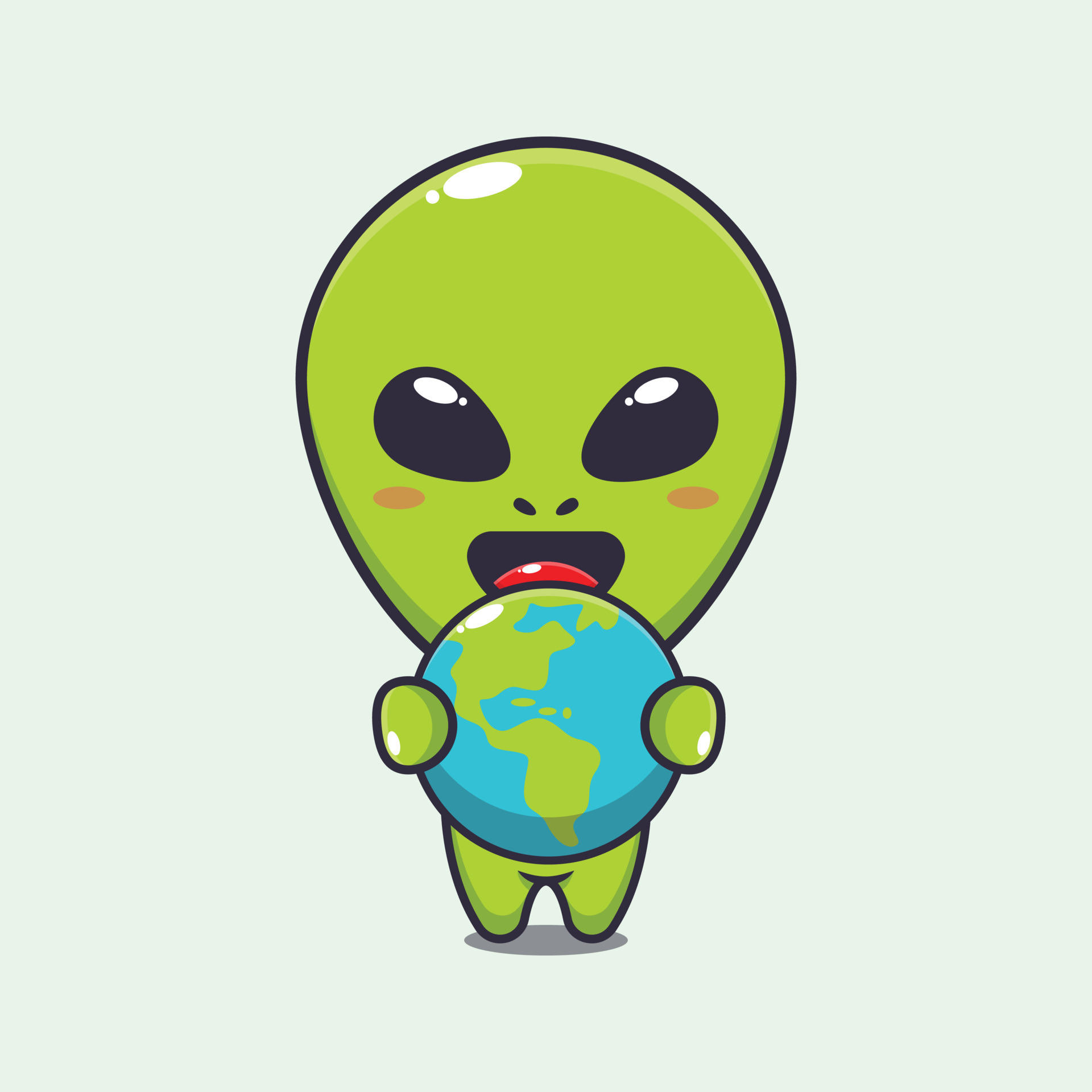 Cute alien hugging earth cartoon vector illustration. 20951376 Vector