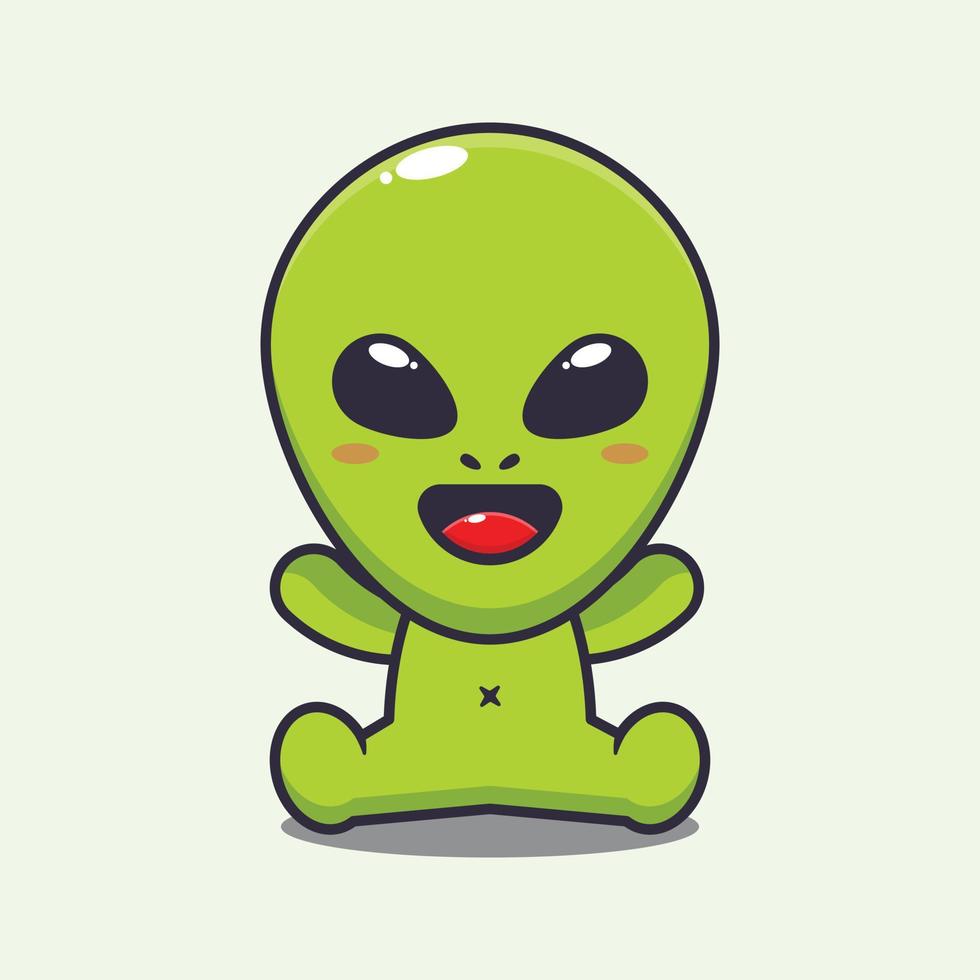 Cute alien cartoon vector illustration. 20951380 Vector Art at Vecteezy